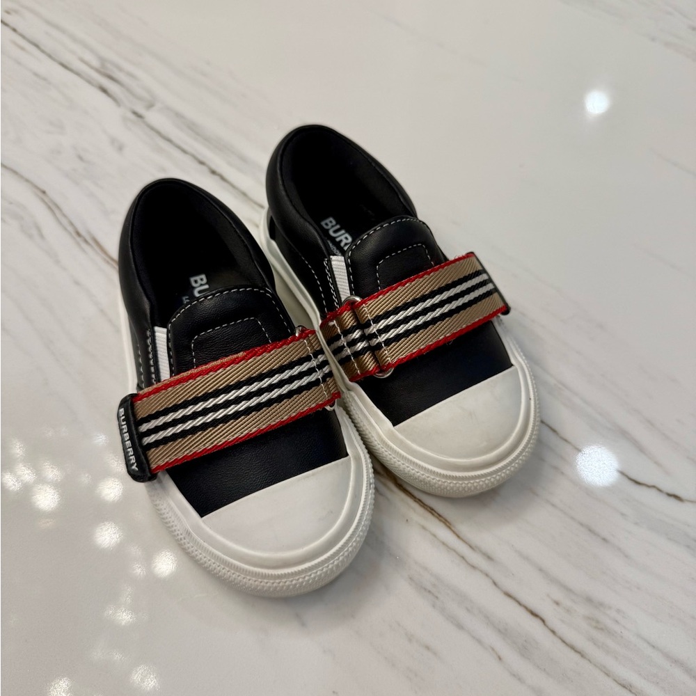 Burberry Kids Sneakers with Black, White, and Red Accents